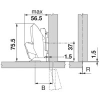 71T453T CLIP top Scharnier für dünne Türen 110°, Eckanschlag, Topf: EXPANDO T, mit Feder
