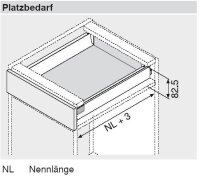 378N5502SA TANDEMBOX antaro Zarge N=68mm, NL=550 mm, seidenweiß