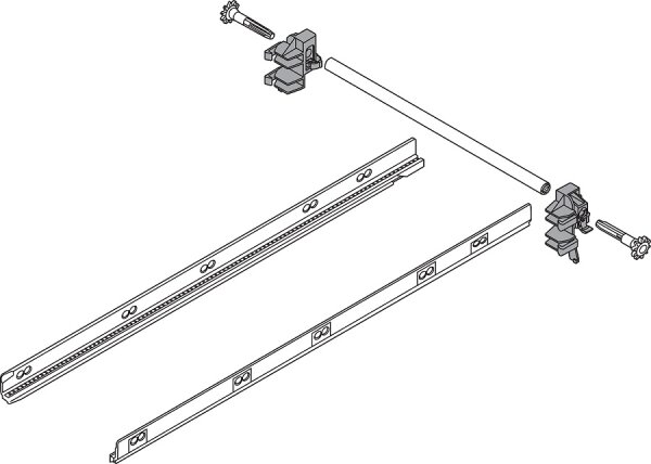ZST.500BA TANDEMBOX Seitenstabilisierung - nach oben gebaut, NL=500mm, Vollauszug, Schubkasten/Frontauszug