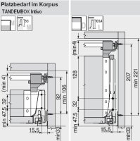 ZST.500BA TANDEMBOX Seitenstabilisierung - nach oben gebaut, NL=500mm, Vollauszug, Schubkasten/Frontauszug
