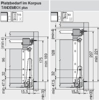 ZST.550BA TANDEMBOX Seitenstabilisierung - nach oben gebaut, NL=550mm, Vollauszug, Schubkasten/Frontauszug