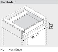 378M3002SA TANDEMBOX antaro Zarge M=83mm, NL=300mm, seidenweiß