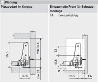 378M3502SA TANDEMBOX antaro Zarge M=83mm, NL=350mm, RAL 9006 weißaluminium