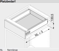 Bausatz Tandembox Antaro, Zargenhöhe K=115 mm, mit Korpusschiene 30/65 kg Blumotion