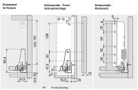 Bausatz Tandembox Antaro, Systemhöhe D=224 mm mit Reling, mit Blumotion, Korpusschiene 30/65 kg, für Tip-On-Blumotion geeignet