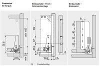 Bausatz Tandembox Antaro, Systemhöhe C=192 mm mit Reling, mit Korpusschiene 30/65 kg Blumotion