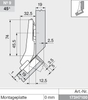 79B3558 CLIP top BLUMOTION Winkelscharnier 45° II, aufschlagend, Topf: Schrauben