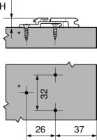 175H7190.22 CLIP Montageplatte, 18 mm, Zink, Spax-Schrauben, HV: 2-teilig