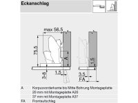71T4500C CLIP top CRISTALLO-Scharnier, 110°, gerade, mit Feder, Topfbefestigung: Kleben