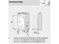 71T4500C CLIP top CRISTALLO-Scharnier, 110°, gerade, mit Feder, Topfbefestigung: Kleben