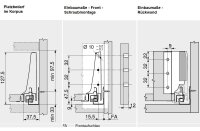 Bausatz Tandembox Antaro, Zargenhöhe K=115 mm, mit Korpusschiene 30/65 kg für Tip-On-Blumotion