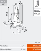 79B9454 CLIP top BLUMOTION Winkelscharnier 15° III, max. aufschl., Topf: Schrauben