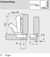 71T6580 CLIP top Weitwinkelscharnier 170°, gerade,...
