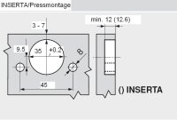 71T9690B CLIP top Profiltürscharnier 95°, 9,5mm gekröpft, mit Feder, Topf: INSERTA