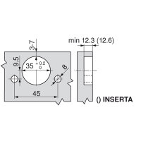 79T9590B CLIP top Stollenscharnier 95°, innenliegend, mit Feder, Topfbefestigung: Inserta