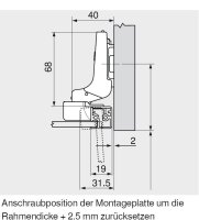 71T970A CLIP top Alurahmenscharnier 95°,...
