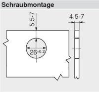 75T4200 CLIP top Glastürscharnier 94°, gekröpft, mit Feder, Topf: Schrauben