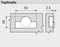 71T0750 CLIP top Minischarnier 94°, hochgekröpft, mit Feder, Topf: Schrauben