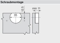 79T8500 CLIP top 60° Eckschrank-Falttürscharnier, mit Feder, Topf: Schrauben