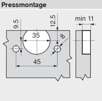 79T8530 CLIP top 60° Eckschrank-Falttürscharnier, mit Feder, Topf: Einpressen