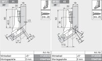78A9556.T CLIP top 95° Winkelscharnier +30° II, aufschlagend, ohne Feder, Topf: Schrauben