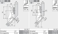 78A9658.T CLIP top 95° Winkelscharnier +45° I, halbaufschlagend, ohne Feder, Topf: Schrauben