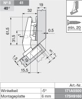 78A9458.T CLIP top 95° Winkelscharnier +45° III, max. aufschlagend, ohne Feder, Topf: Schrauben