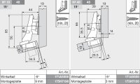 78A9555.T CLIP top 95° Winkelscharnier +20° II, aufschlagend, ohne Feder, Topf: Schrauben