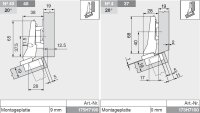 78A9555.T CLIP top 95° Winkelscharnier +20° II, aufschlagend, ohne Feder, Topf: Schrauben