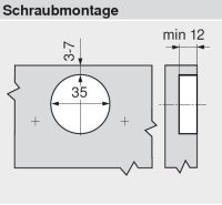 78A9555.T CLIP top 95° Winkelscharnier +20° II, aufschlagend, ohne Feder, Topf: Schrauben