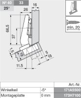 78A9456.T CLIP top 95° Winkelscharnier +30° III, max. aufschlagend, ohne Feder, Topf: Schrauben