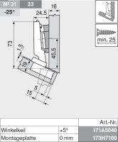 78A5451.T CLIP top Winkelscharnier -30° III, max. aufschlagend, ohne Feder, Topf: Schrauben