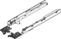 TANDEMBOX TIP-ON Korpusschiene Vollauszug, 50 kg, NL= 450-650mm, li/re