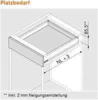 470N5502S MERIVOBOX Zarge oriongrau,  Höhe N (68,5 mm), NL=550 mm, li/re, inkl. Abdeckkappen