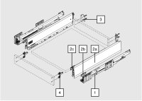 470M2702S MERIVOBOX Zarge seidenweiß, Höhe M (91 mm), NL=270 mm, li/re, inkl. Abdeckkappen