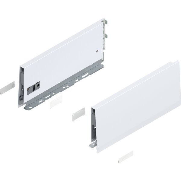 470K4002S MERIVOBOX Zarge, Höhe K (129 mm), NL=400 mm, li/re, inkl. Abdeckkappen, seidenweiß