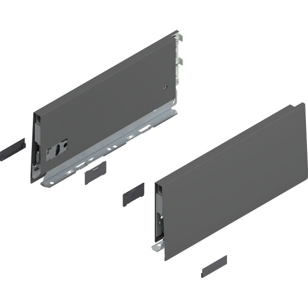 470K4502S MERIVOBOX Zarge, Höhe K (129 mm), NL=450 mm, li/re, inkl. Abdeckkappen, oriongrau