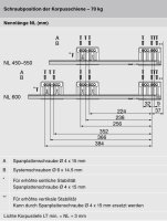 453.5001B MERIVOBOX Korpusschiene BLUMOTION/TIP-ON BLUMOTION, Vollauszug, 70kg, NL 500mm, links/rechts