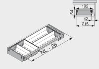 ZSI.650BI2N ORGA-LINE Besteckeinsatz für TANDEMBOX Schubkasten, B=192 mm, NL=450-650mm