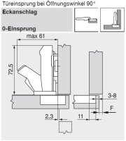 70T7590OX CLIP top 0-Einsprungscharnier 155°,...