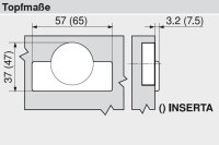70T7590.TLOX CLIP top Weitwinkelscharnier für 0-Einsprung 155°, Eckanschlag, ohne Feder, Topf: INSERTA, onyxschwarz, 70T7590.TL