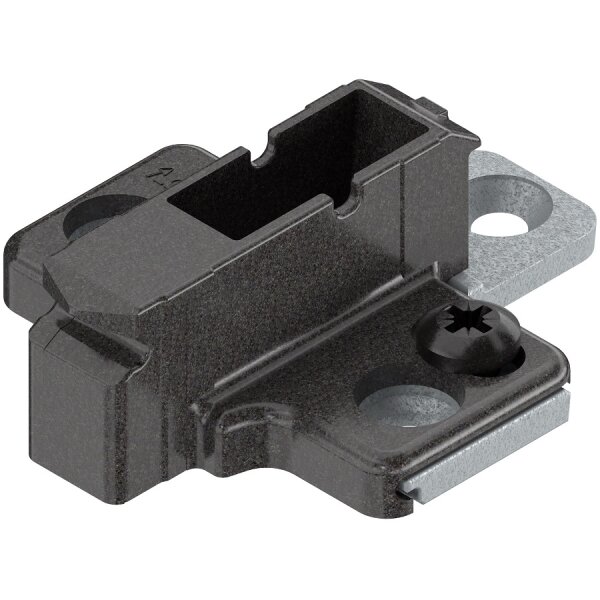 175H9190 onyx CLIP Montageplatte, 9 mm, Zink, Systemschrauben, HV: 2-teilig