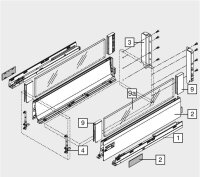 TANDEMBOX Intivo Einschubelement - Seite, NL=270-650mm, Glas klar