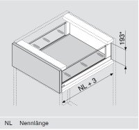 blum LEGRABOX free Zarge C=177mm, NL=350-650 mm, seidenweiß matt, inkl. Boxcover