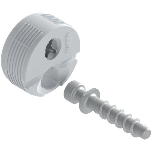 42.0700 Korpusverbinder: Gehäuse weiss 25mm zum Einpressen und stirn- seitige Verbinderschraube 5mm