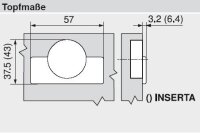 70T3750OX CLIP top Standardscharnier 110°, hochgekröpft, ohne Feder, Topf: Schrauben, onyxschwarz