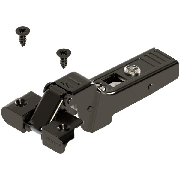 71T960AOX onyx CLIP top Alurahmenscharnier 95°, Mittelanschlag, mit Feder, Topf: Schrauben, onyxschwarz
