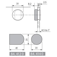 84.4140 Glastürscharnier-Topfabdeckkappe, rund