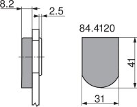 84.4120 Glastürscharnier-Topfabdeckkappe, halbrund