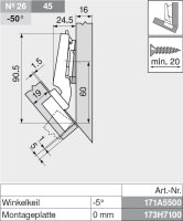78T3450 CLIP top 110° Winkelscharnier -45° III, max. aufschlagend, ohne Feder, Topf: Schrauben